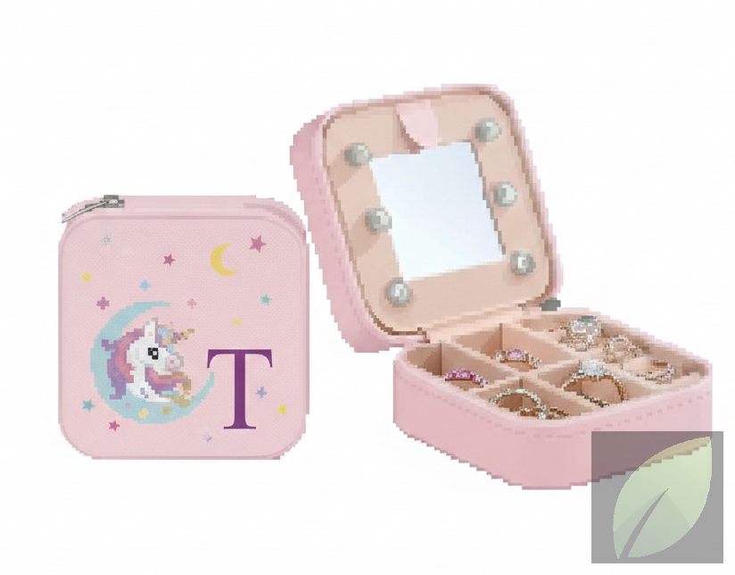 Caja de joyería de viaje color claro para anillos y accesorios